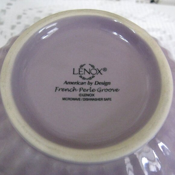 Lenox French Perle Groove Violet Purple 2 Bowls Soup Cereal 6" Stoneware - Picture 6 of 7